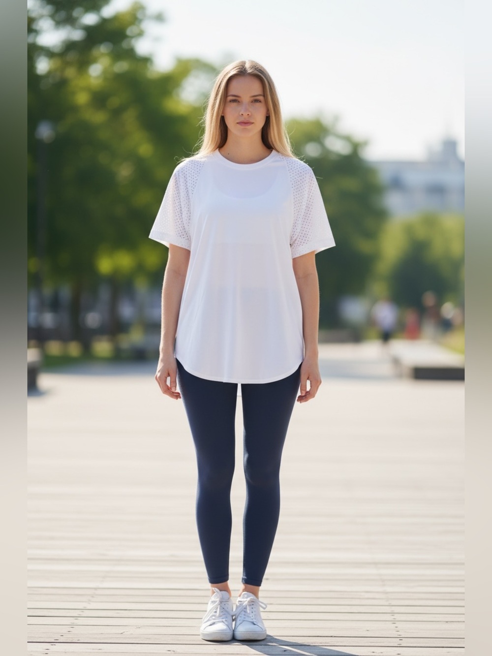 adidas Women's W ID Mesh Tee T-Shirt in white Sz M